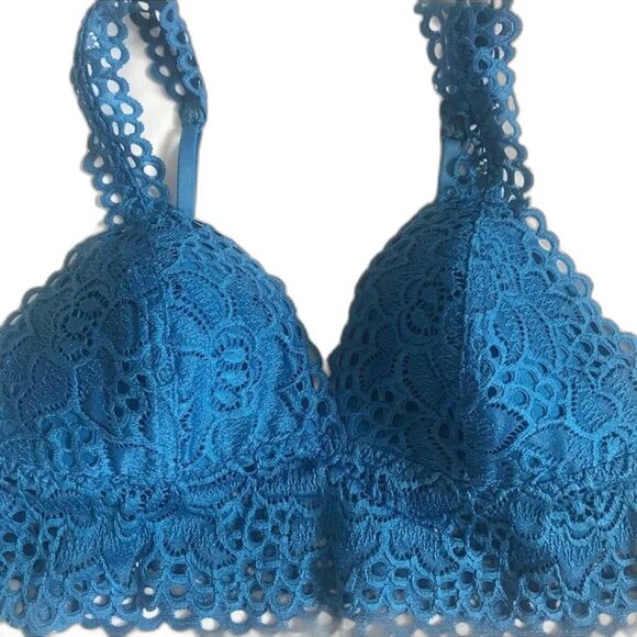 Aerie Lace Bralette SZ Small Blue Adjustable Straps Padded Coquette Feminine EUC - Picture 3 of 10